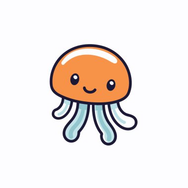 Şirin çizgi film denizanası. Vektör çizimi. Beyaz arkaplanda izole.