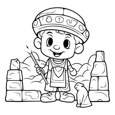 Çocuk Fantezi Çizgi Roman Karakteri 'nin Siyah ve Beyaz Çizgi Filmleri