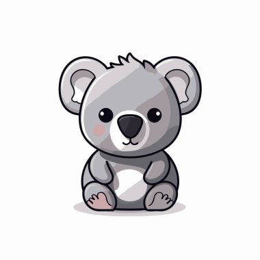 Beyaz arka planda izole edilmiş sevimli koala çizgi film karakteri. Vektör illüstrasyonu.