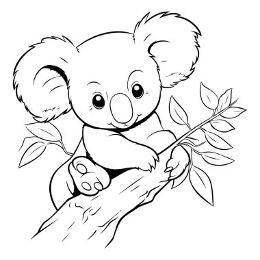 Çocuklar için boyama kitabı - okaliptüs dalında koala