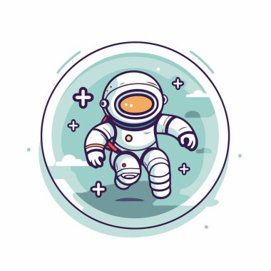 Uzayda bir astronot. Vektör çizimi. Uzayda Astronot.