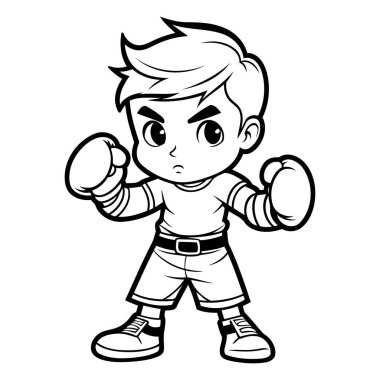 Çocuk Boksu - Siyah-Beyaz Çocuk Boks Karakterinin Çizgi Filmi