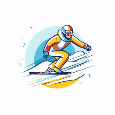 Snowboard sporcusu snowboard 'a atlıyor. kış sporu vektör illüstrasyonu.