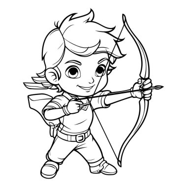 Ok ve yayla küçük şirin bir çocuk. özet vektör illüstrasyonu.