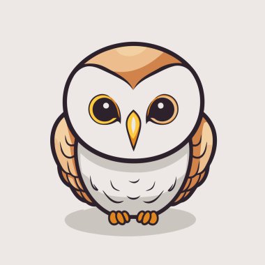 Baykuş çizgi film hayvan vektör çizimi. Sevimli çizgi film baykuşu karakteri.