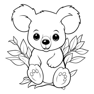 Çocuklar için boyama kitabı: dalda oturan sevimli koala