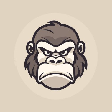 Goril kafalı maskot. Grafik tasarımınız için vektör illüstrasyonu.
