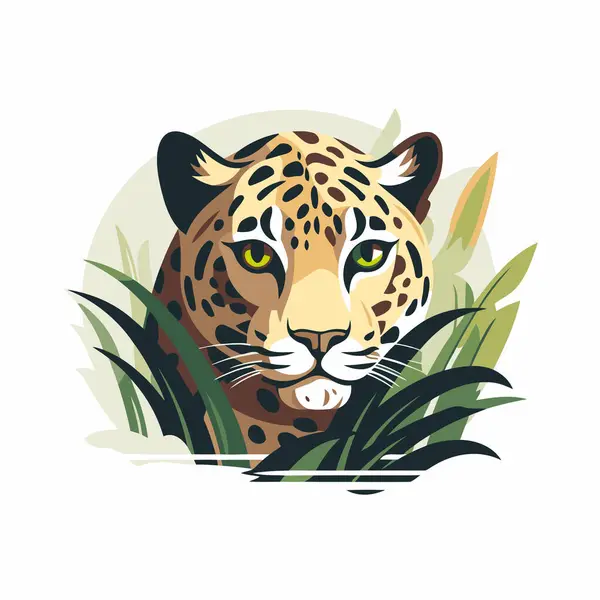 Jaguar Vektor Illustration Vild Katt Djungeln Isolerad Vit Bakgrund — Stock vektor