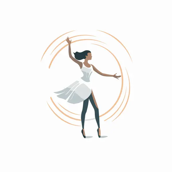Cute African American Ballerina White Dress Vector Illustration — Stock Vector