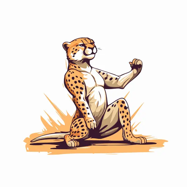 Cheetah Sitting Ground Vector Illustration Cheetah — Stock Vector