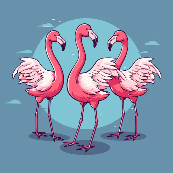 Flamingo Vector Illustration Cartoon Flamingo Isolated Blue Background — Stock Vector