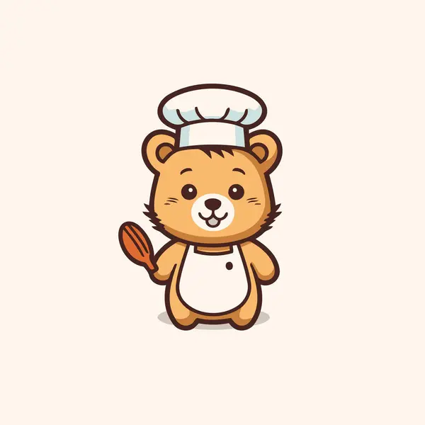 Cute Beaver Chef Postać Kreskówek Wektor Ikona Ilustracja Design — Wektor stockowy