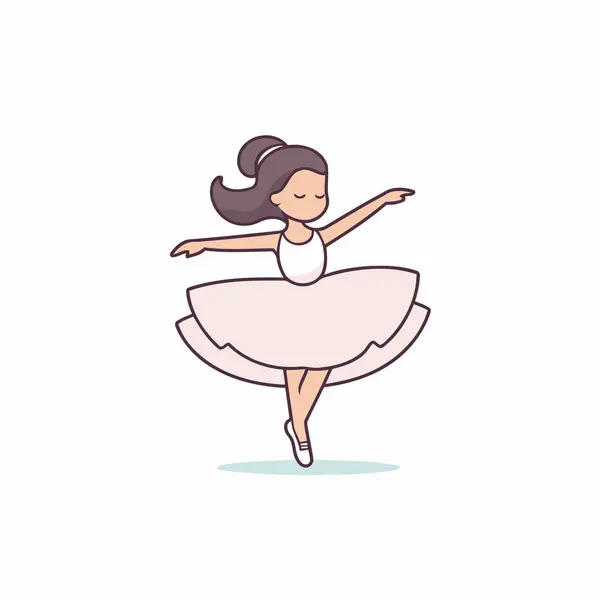 Ballerina Witte Tutu Vector Illustratie Platte Stijl — Stockvector