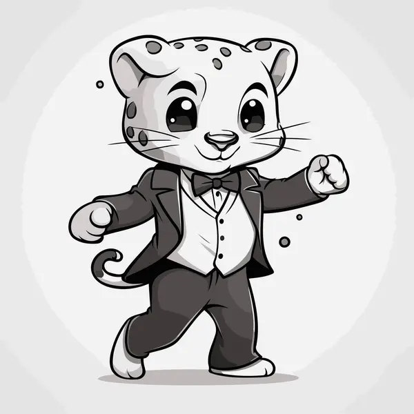 Cheerful Cartoon Leopard Suit Vector Illustration — Stock Vector
