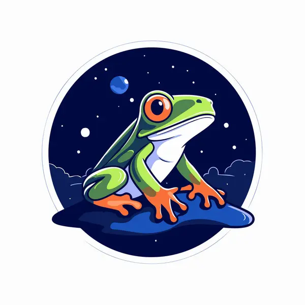 Frog Background Night Sky Vector Illustration — Stock Vector