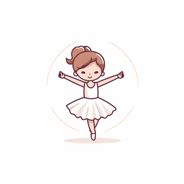 Cute Little Ballerina White Tutu Vector Illustration — Stock Vector