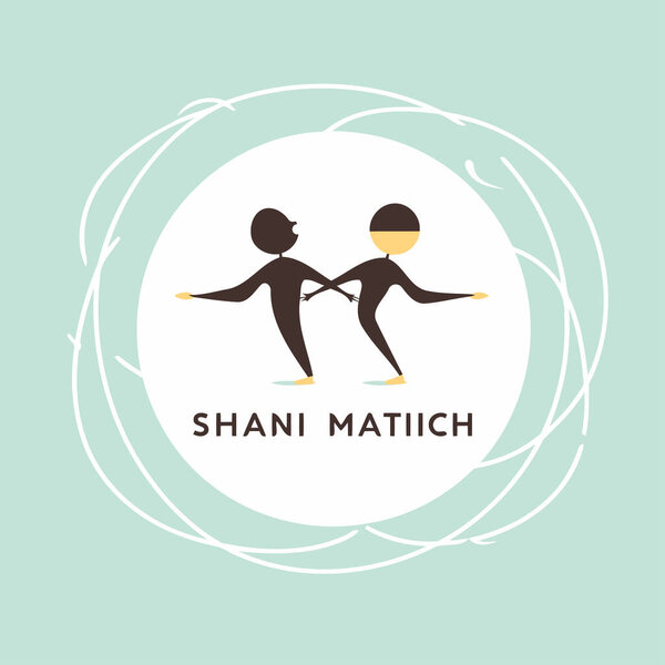 Silhouette of boy and girl practicing thai chi. Vector illustration