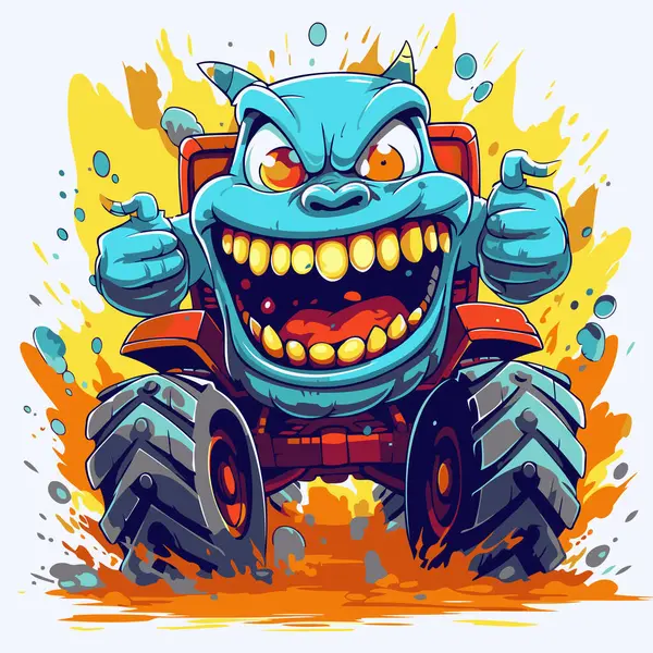 Kreskówkowy Potwór Dużymi Zębami Ilustracja Wektora Dla Twojego Projektu — Wektor stockowy