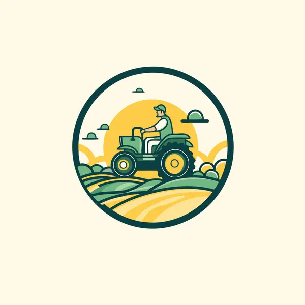 Шаблон Логотипа Трактора Векторная Иллюстрация Трактора Поле — стоковый вектор