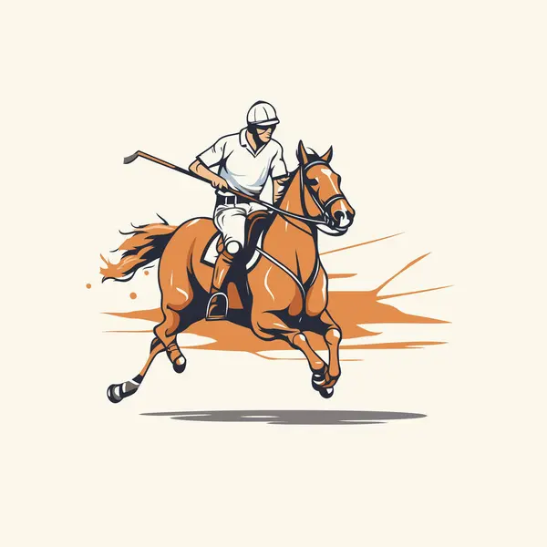 Horse Riding Jockey Horseback Vector Illustration — Stock Vector