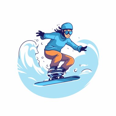 Snowboardcu. Beyaz arkaplanda bir snowboardcunun vektör çizimi.