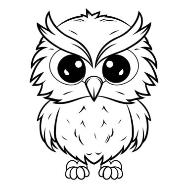 Baykuş Çizgi Filmi Maskot Resimleri Beyaz Arkaplanda İzole Edildi