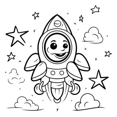 Çizgi film Astronot Vektör İllüstrasyonunun Renklendirme Sayfası.