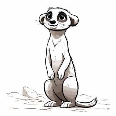 Mirket yerde oturuyordu. Çizgi film tarzında vektör illüstrasyonu.