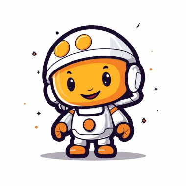 Sevimli astronot. Beyaz arkaplanda vektör illüstrasyonu. Çizgi film biçimi.