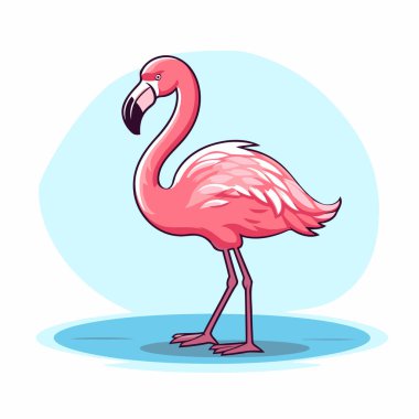 Flamingo. Vektör çizimi. Beyaz arkaplanda izole.