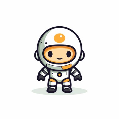 Şirin Astronot Karakteri Vektör İllüstrasyonu. Sevimli Çizgi Film Astronotu