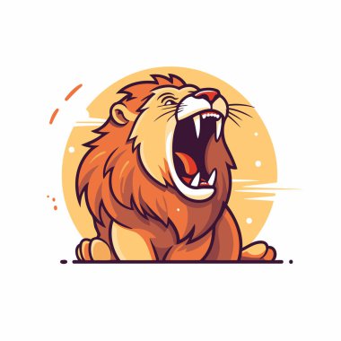 Aslan maskotu. Vahşi bir hayvanın vektör çizimi. Çizgi film biçimi.