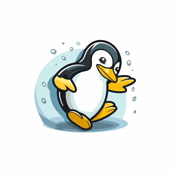 Cute Cartoon Penguin Vector Illustration Isolated White Background — Stock Vector