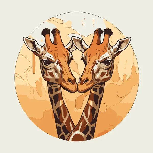 Aşık Zürafa Çifti Bir Çift Zürafanın Vektör Çizimi — Stok Vektör