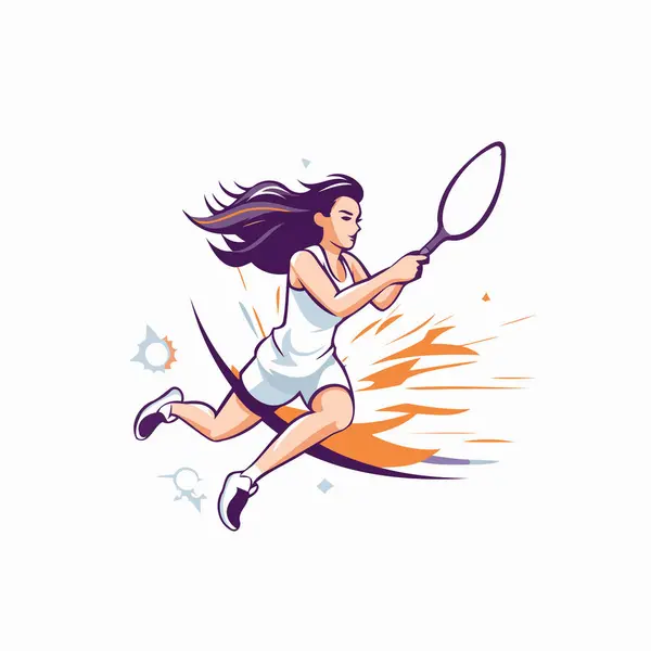 Joueur Tennis Illustration Vectorielle Style Dessin Animé Isolé Sur Fond — Image vectorielle