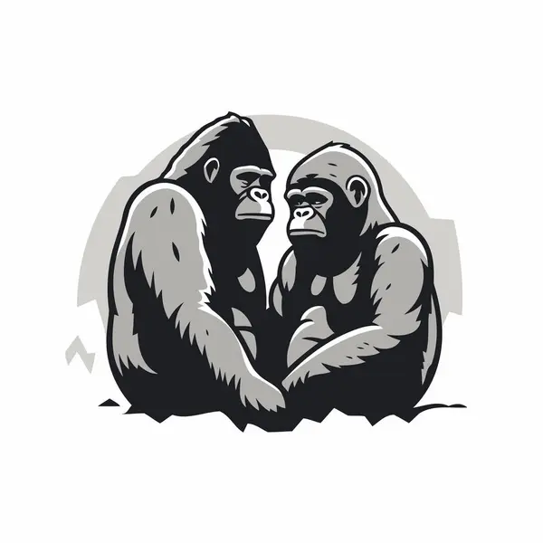 Illustration Vectorielle Gorille Assis Devant Caméra — Image vectorielle