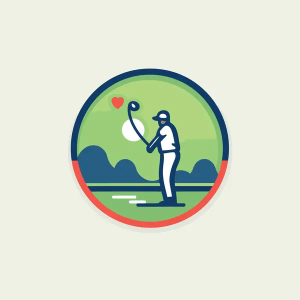 Golf Player Ball Golf Course Vector Illustration — Stock Vector
