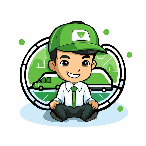 Courier Delivery Boy Vector Mascot Character Illustration — Stock Vector