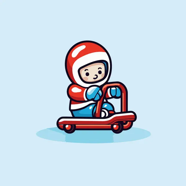 Netter Cartoon Weihnachtsmann Steuer Eines Spielzeugautos Vektorillustration — Stockvektor