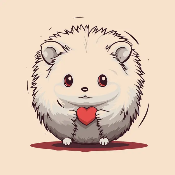 Cute Hamster Holding Red Heart Vector Cartoon Character Illustration — Stock Vector