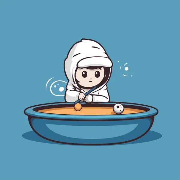 卡通宇航员在玩冰激凌游戏 矢量说明 — 图库矢量图片