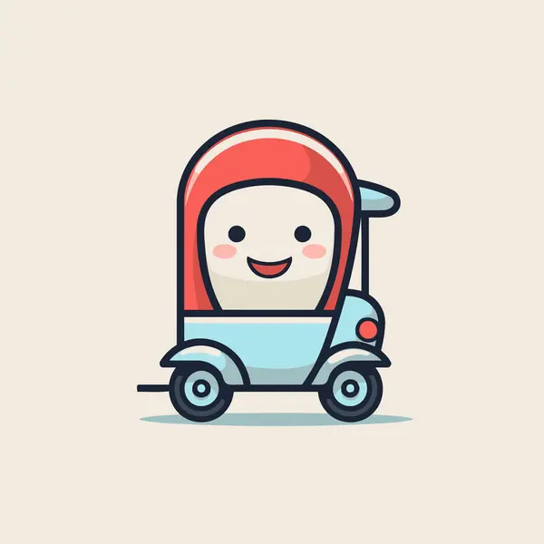 Bonito Bebê Dos Desenhos Animados Montando Uma Scooter Ilustração Plana — Vetor de Stock