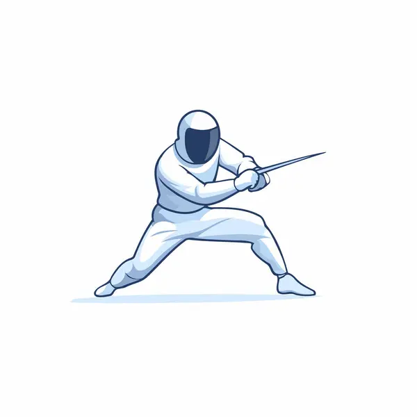 Escrimeur Avec Une Épée Sur Fond Blanc Illustration Vectorielle — Image vectorielle