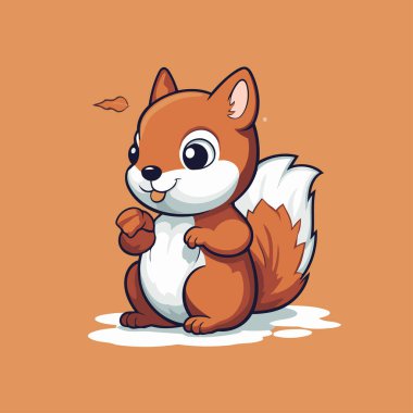 Şirin çizgi film sincabı. Bir sincabın vektör çizimi. Şirin çizgi film sincabı..