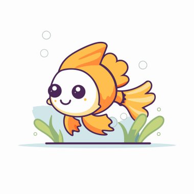 Beyaz arka planda tatlı japon balığı. Düz biçimli vektör illüstrasyonu.