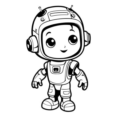 Şirin çizgi film astronotunun vektör çizimi. Çocuklar için boyama kitabı
