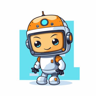 Uzay giysisi içindeki sevimli astronot karakteri. Beyaz arkaplanda vektör illüstrasyonu.