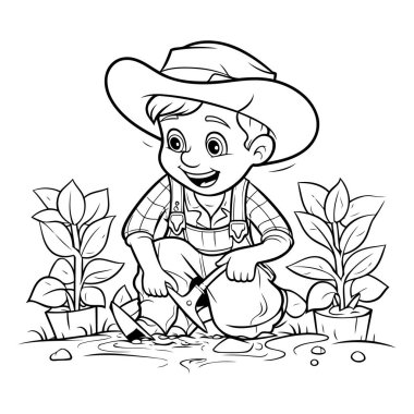 Bir çiftçinin ya da bahçıvanın Çiçeklerinin Renklendirme Sayfası