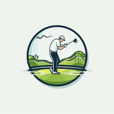 Golf kulübü logosu. Golf oynayan bir golfçünün temsilcisi..