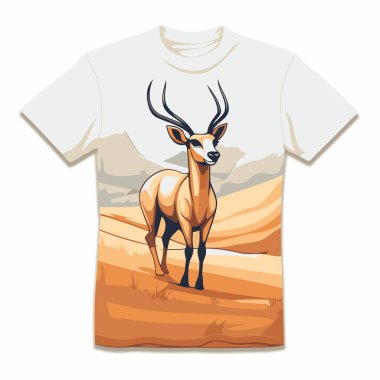 Vahşi Afrika antilopları tişörtte. Vektör illüstrasyonu.